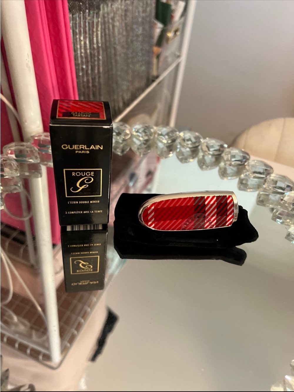 Guerlain Rouge G Red Lipstick Case - Graphic Tartan